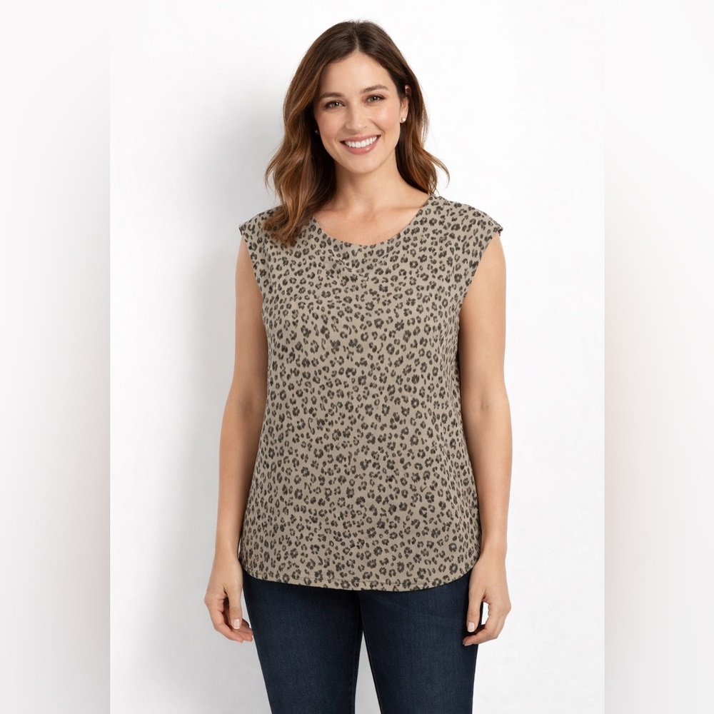 Halogen Sleeveless Leopard Print Blouse Women Size M